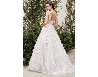 Long White Couture Floral Wedding Dress
